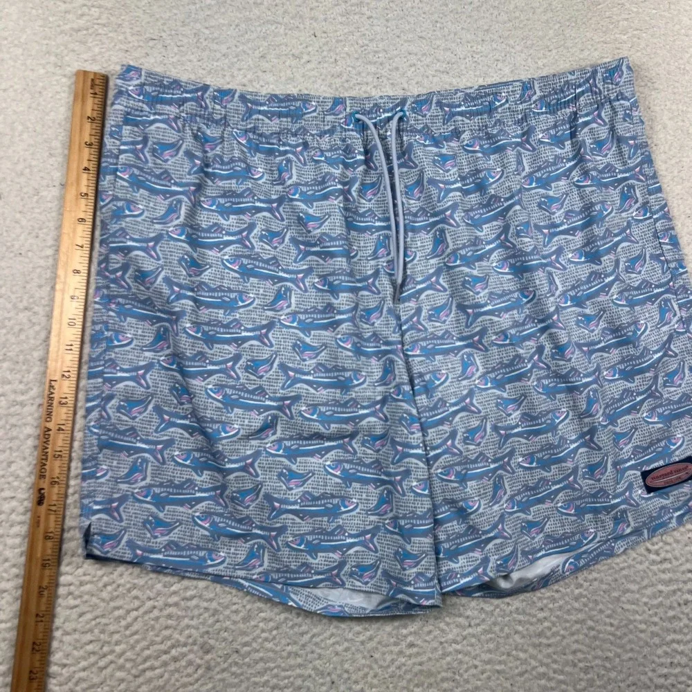Vineyard Vines Shorts Men 2XL Chappy Swim Trunks Fish AOP Drawstring Lined‎ Blue